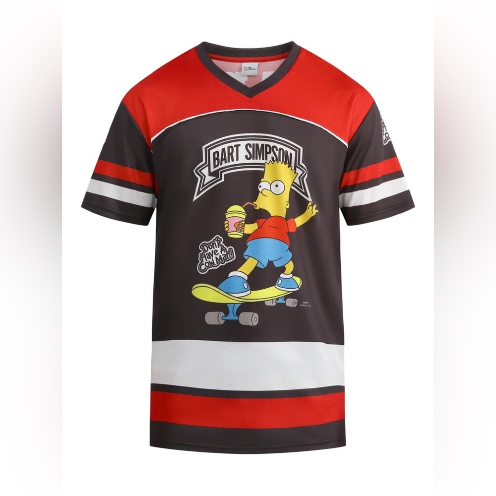 Bart Simpson Red and Black Men's Jersey